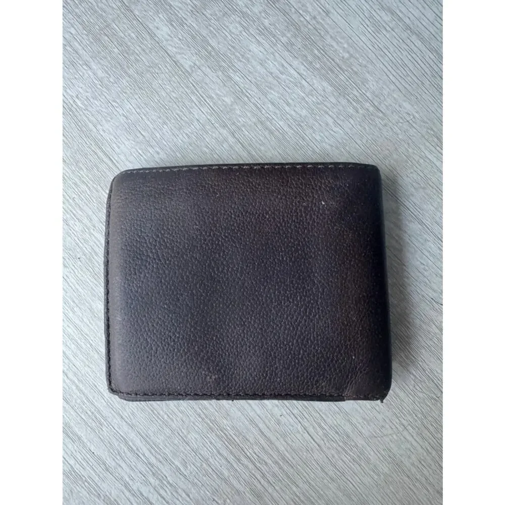 Coach Brown Pebbled Leather Bifold Wallet Men's Compact Card Holder ID Pocket